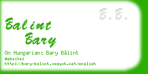 balint bary business card